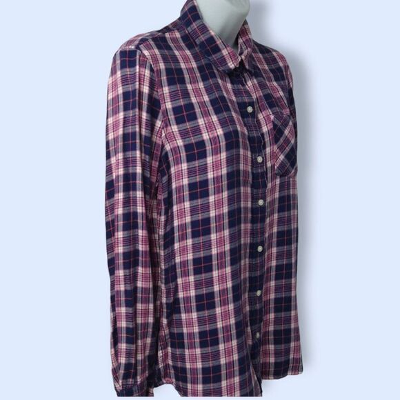 GAP Womens Plaid Button Down Long Sleeved Shirt Blue‎ & Pink Size SZ S - Picture 3 of 5